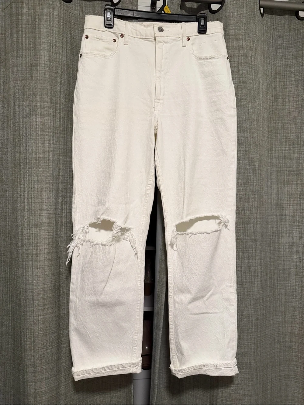 Abercrombie & Fitch White Ultra High Rise 90s Straight Jeans